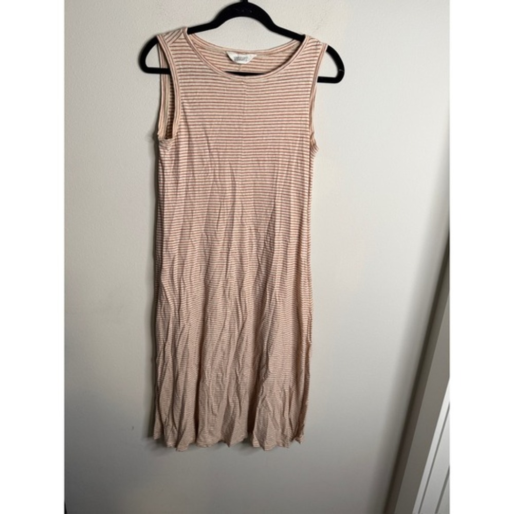Toast UK Striped Sleeveless‎ Knit Tank Midi Dress Casual Everyday Scoop Neck